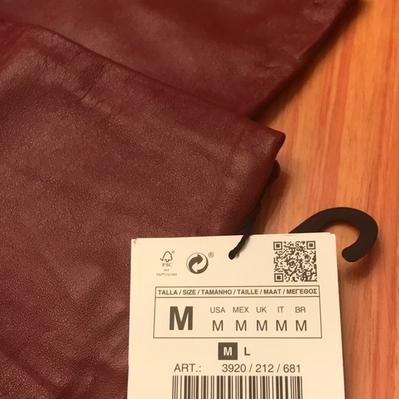 Zara 100% genuine leather red long opera gloves - Picture 7 of 11